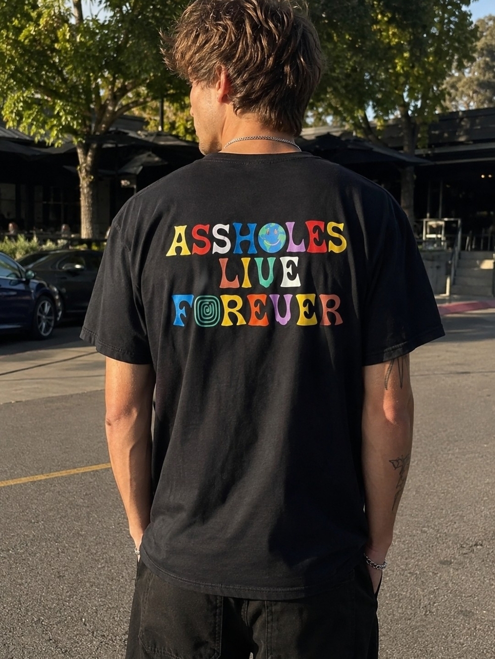 A$$holes live forever Black T-Shirt crew neck relaxed fit Sz M